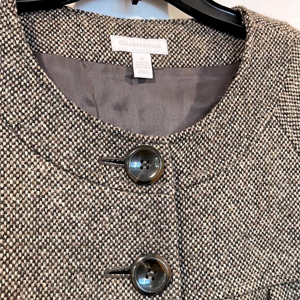 EUC Womens Charter Club Brown Wool Acrylic blend jacket - Picture 5 of 6